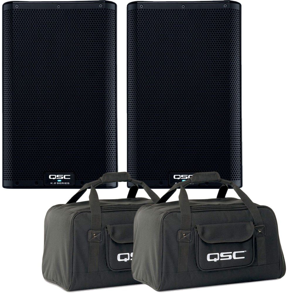QSC K8.2 8" PA Speaker Pack w/ Tote Bags - Image 1