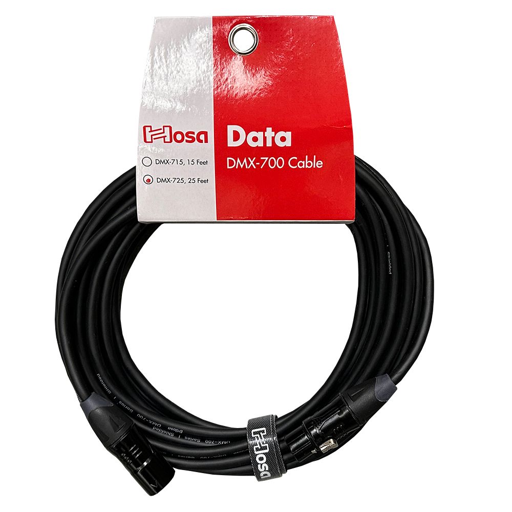 Hosa DMX725 DMX512 Cable 5 PIN XLR5M to XLR5F (25 ft) - Image 1