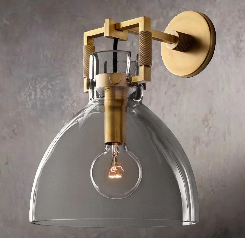 Industrial Glass Dome Wall Sconce 10″