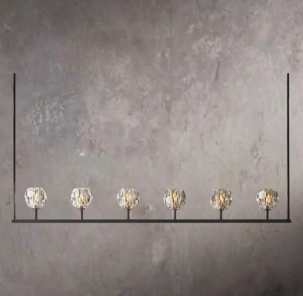 Crystal Ball Clear Glass Linear Chandelier 60" - Image 3