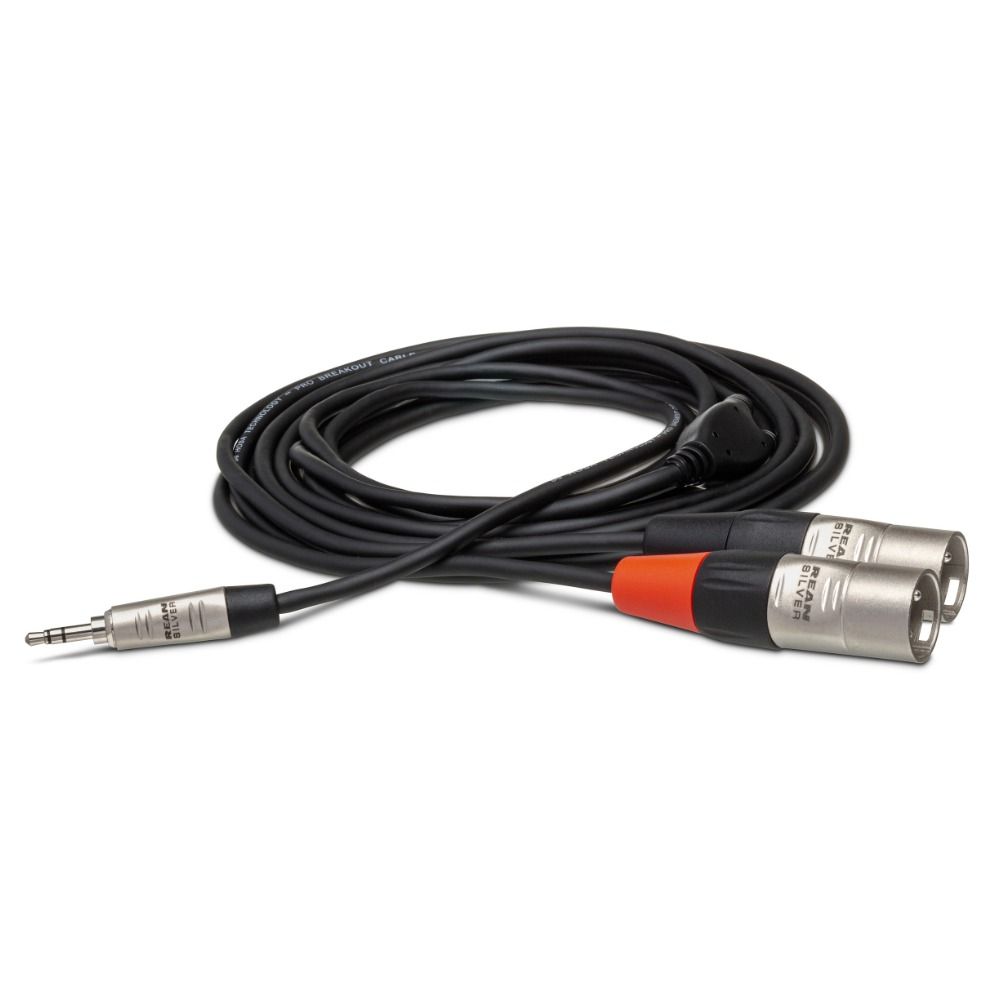 Hosa HMX015Y Hosa Pro Stereo Breakout REAN 3.5 mm TRS to Dual XLR3M (15 ft) - Image 1