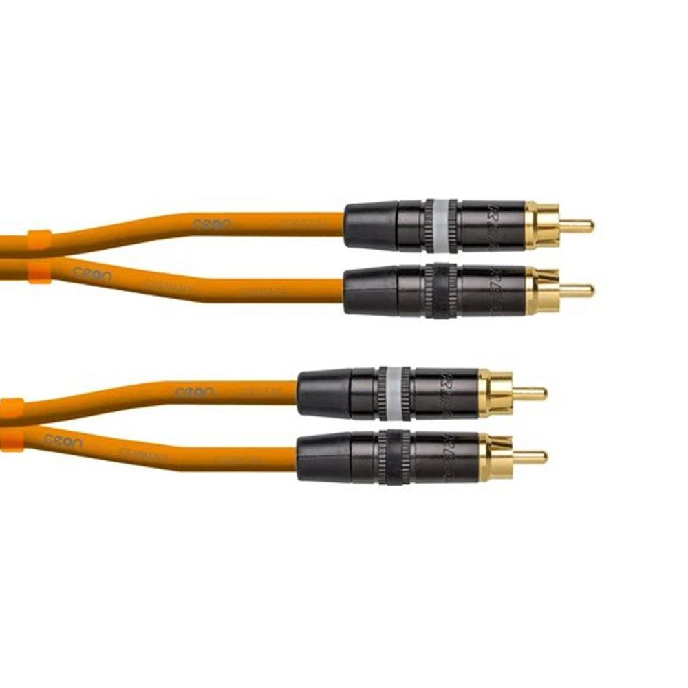Cordial Ceon REAN 2x RCA Gold to 2x RCA Gold Cable (0.6m) (Orange) - Image 1