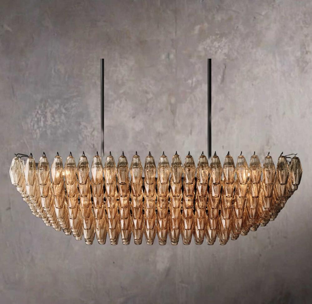 Chiara Tiered Rectangular Pendant Chandelier with Smoke Glass, 54" - Image 2