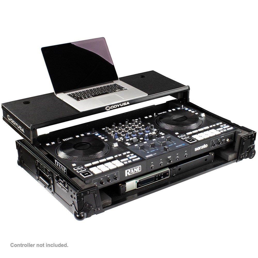 Odyssey Rane Four Black Label Flight Case with Glide Style Laptop Platform and Wheels - Image 1