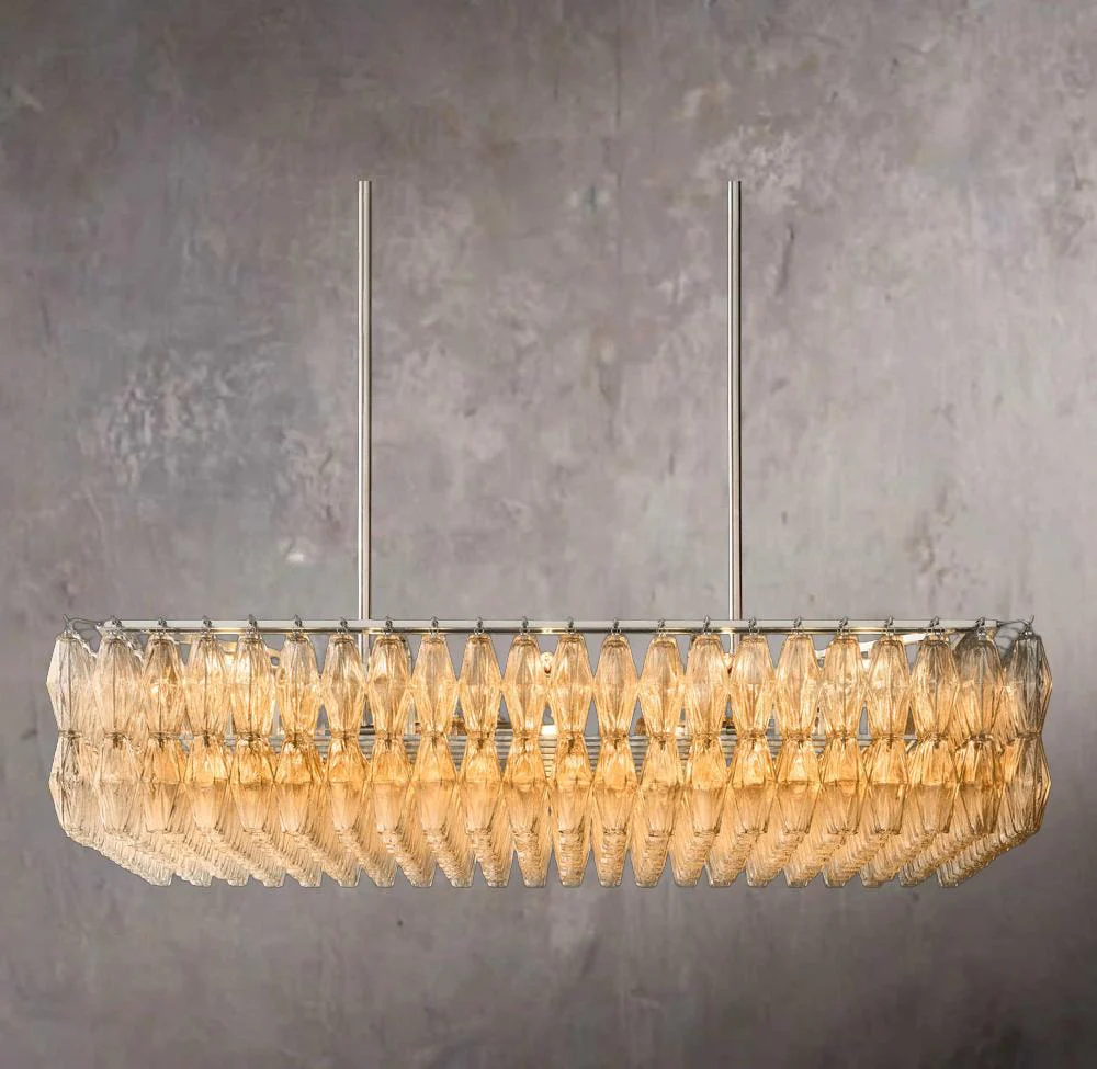Chiaria Transparent Glass Rectangular Chandelier 54" - Image 2
