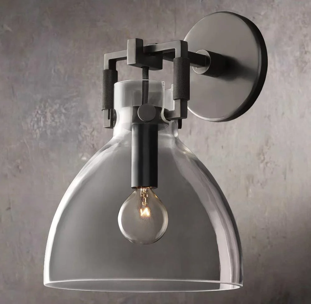 Industrial Glass Dome Wall Sconce 8" - Image 3