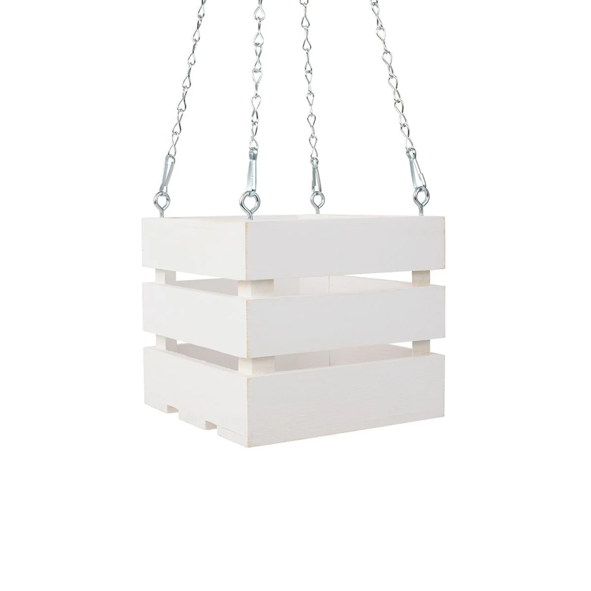 6 inch Wooden Vanda Basket with Hanger – White