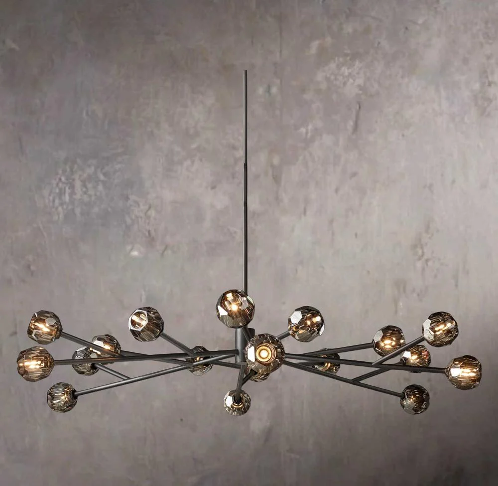 Crystal Orb Smoky Glass Round Chandelier 72" - Image 3