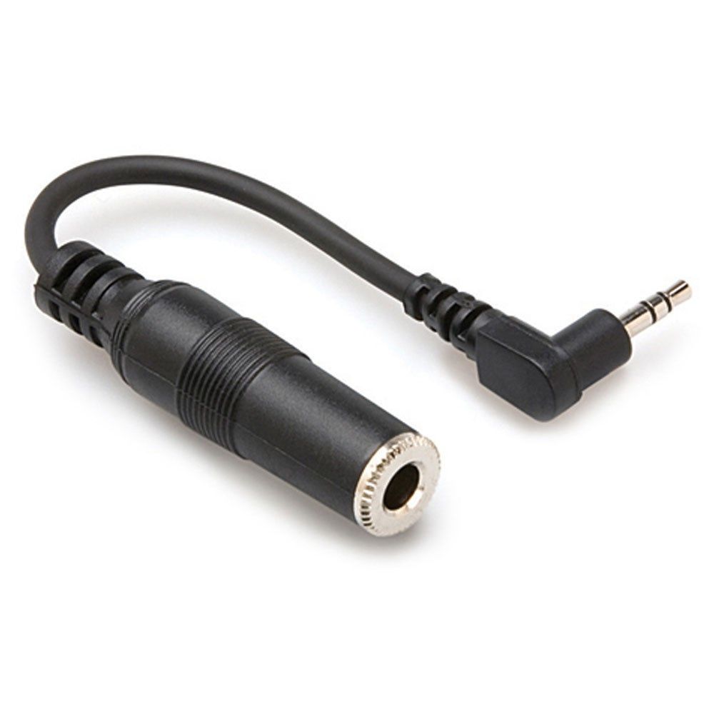 Hosa MHE1005 1/4" TRS to Right-Angle 3.5mm TRS Headphone Adaptor - Image 1