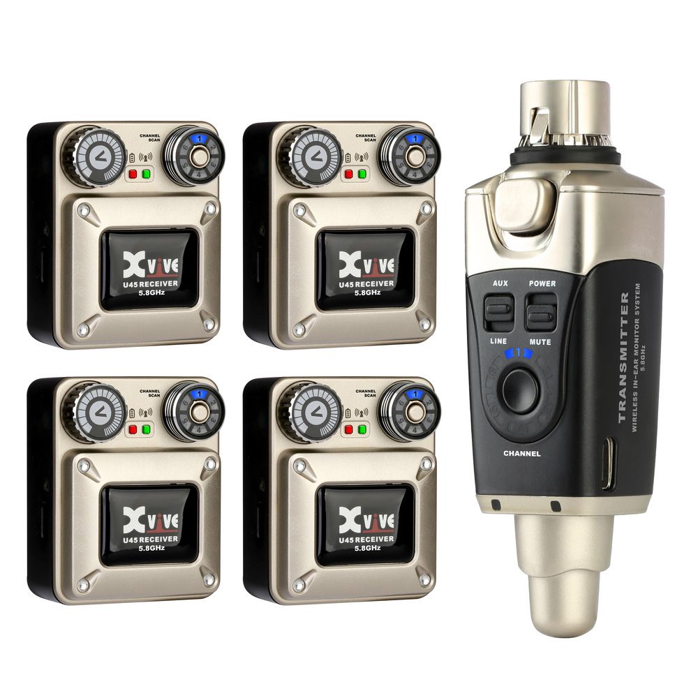 Xvive U45R2 Wireless In Ear Monitoring System 5.8GHz Including 4 Receivers - Image 1