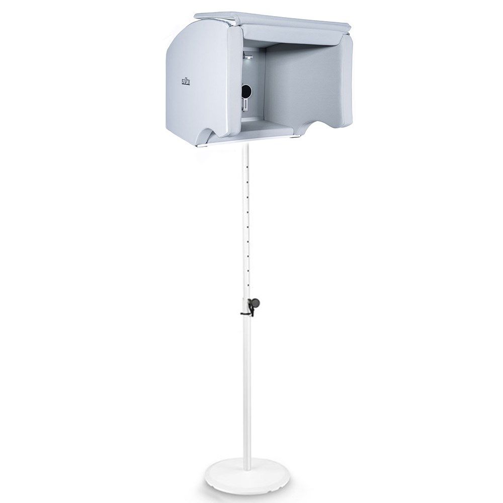 IsoVox 2 Portable Vocal Booth (White) & Gravity SSPWBSET1W Round Base Stand 35mm (White) - Image 1