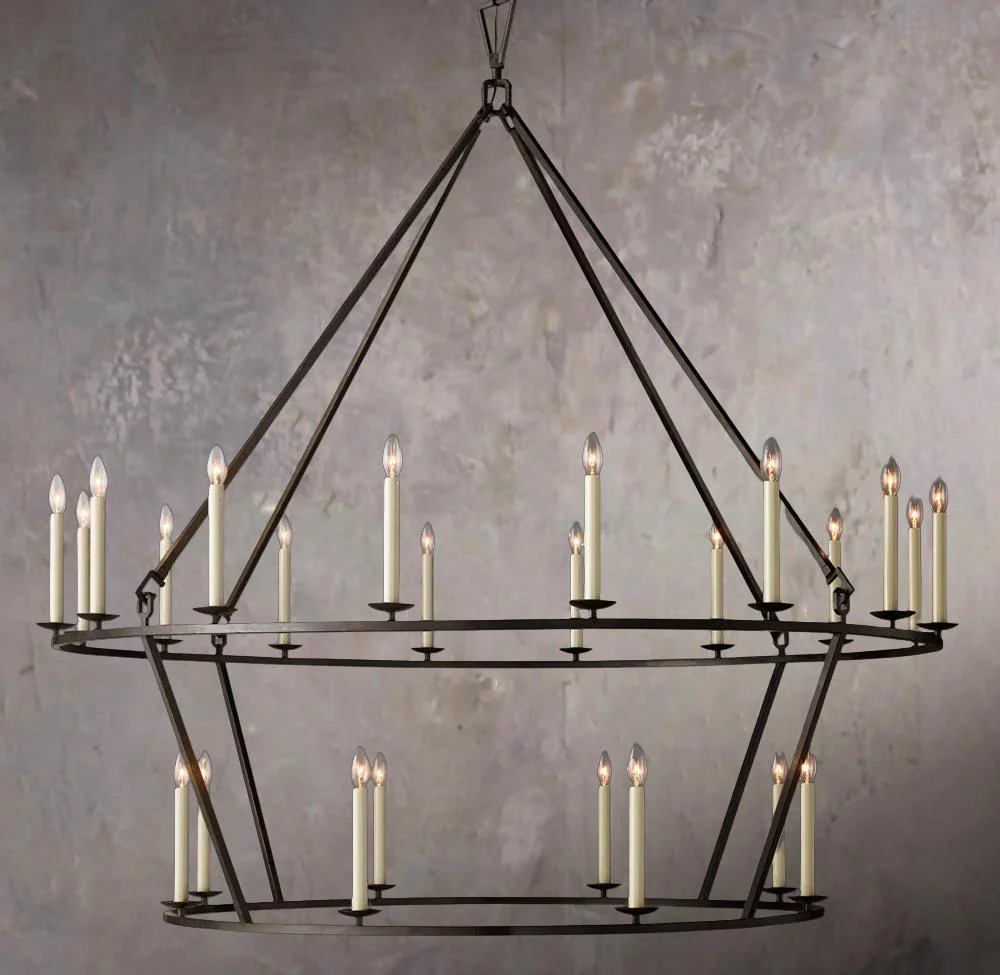 19TH C. BRITISH PIERCED DOUBLE-TIER CIRCULAR CHANDELIER 62" - Image 3