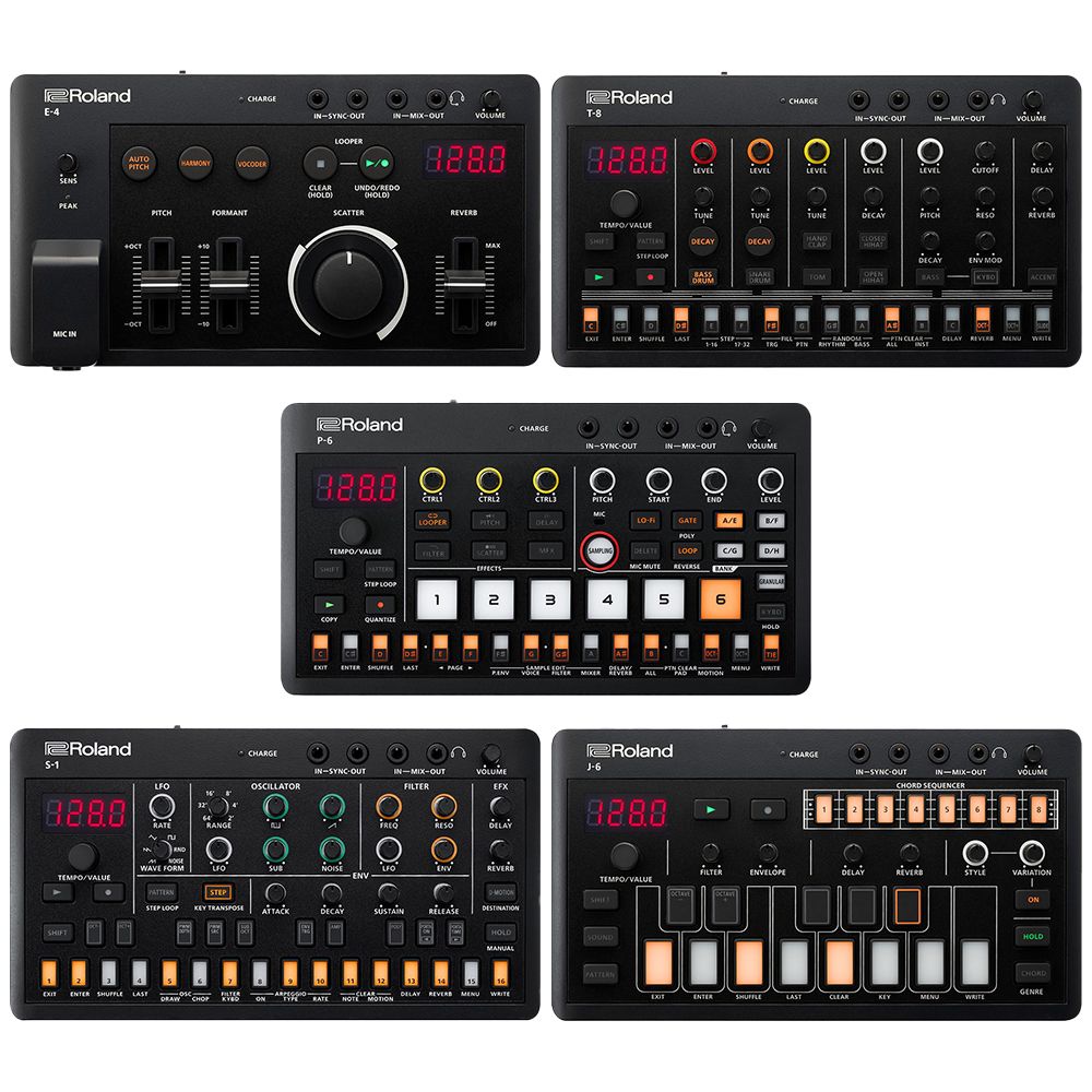 Roland Aira Compact Pack w/ S1 Synth, J6 Chords, T8 Drum Seq, E4 Voice Tweaker & P6 Sampler - Image 1