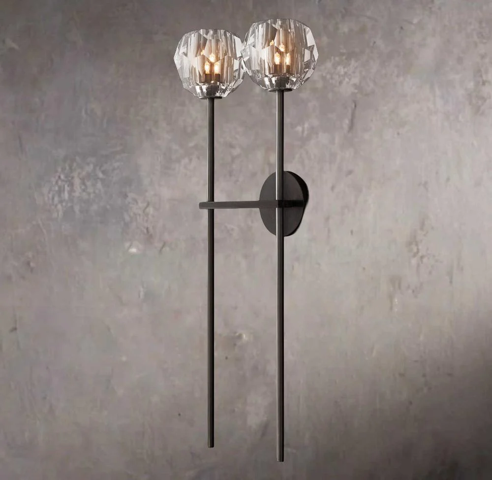 Crystal Sphere Clear Glass Grand Double Wall Sconce - Image 3