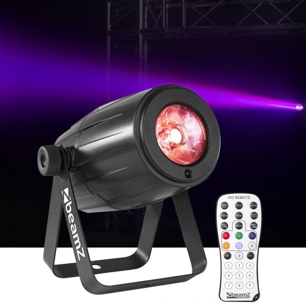 Beamz PS12W-2 LED RGB 12W 4-in-1 Pinspot w/ IRC - Image 1
