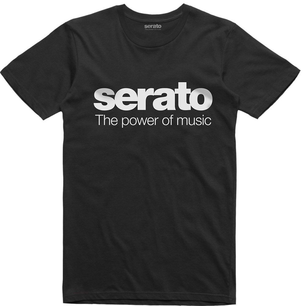 Serato "Power of Music" T-Shirt White on Black Mens 2XL - Image 1