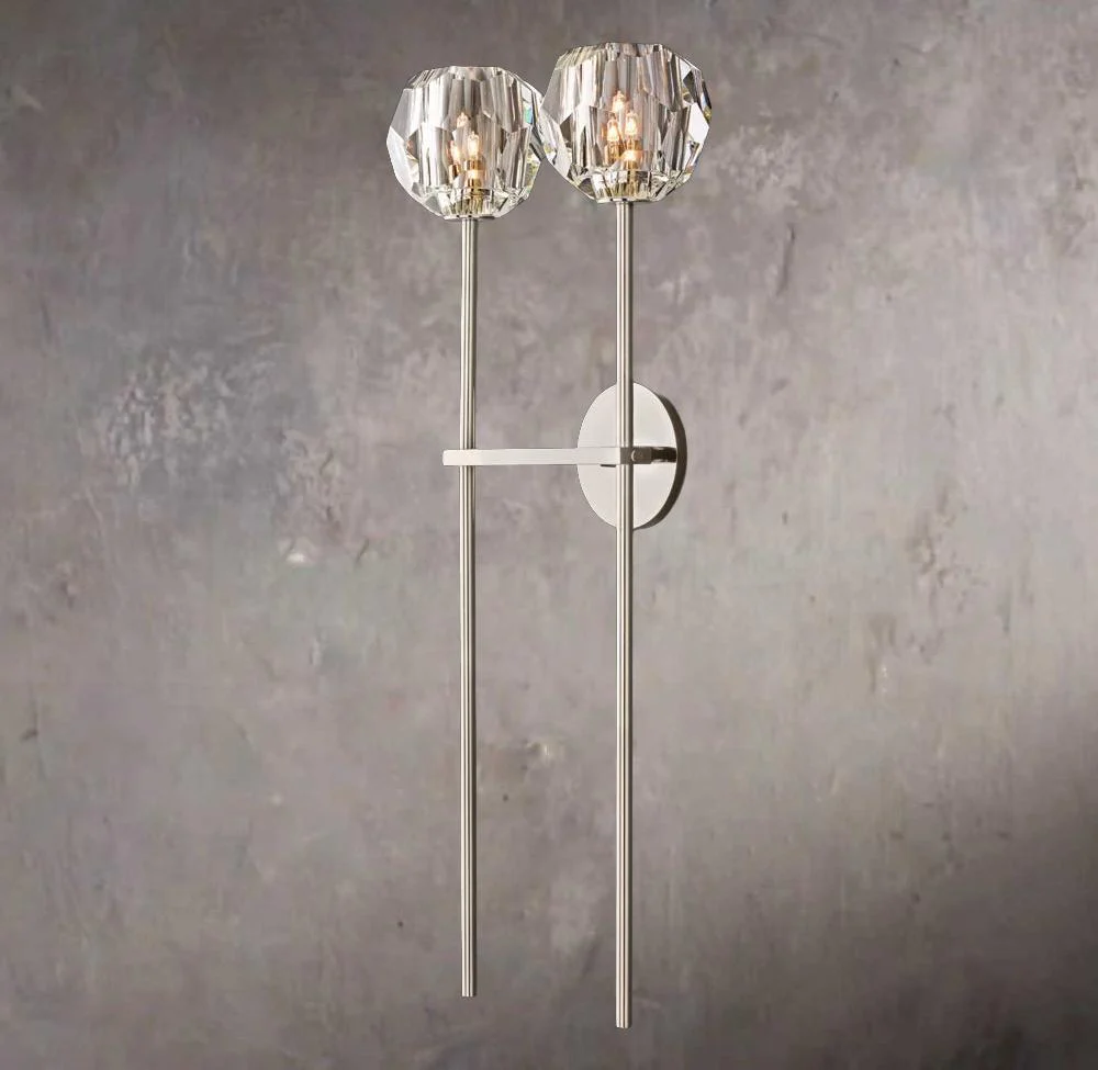 Crystal Sphere Clear Glass Grand Double Wall Sconce - Image 2