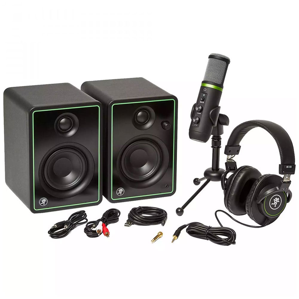 Mackie Content Creation Bundle w/ CR3-X Monitors EM-USB Microphone & MC-100 Headphones - Image 1