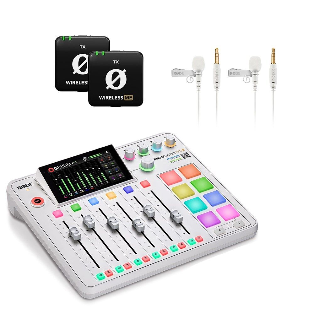 Rode RodeCaster Pro II Pack (White) w/ 2 x Wireless ME TX & 2 x Lavalier GO Microphones - Image 1
