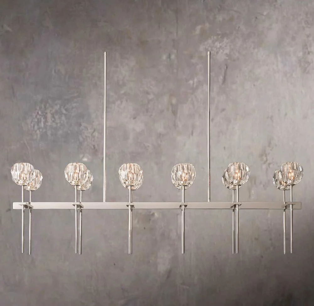 Crystal Orb Clear Glass Dual Linear Chandelier 60" - Image 2