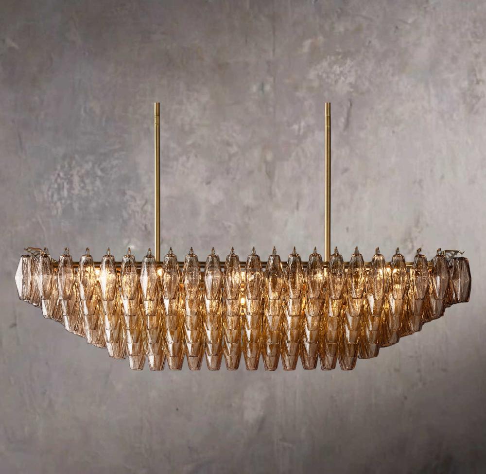 Chiara Tiered Rectangular Pendant Chandelier with Smoke Glass, 54" - Image 1