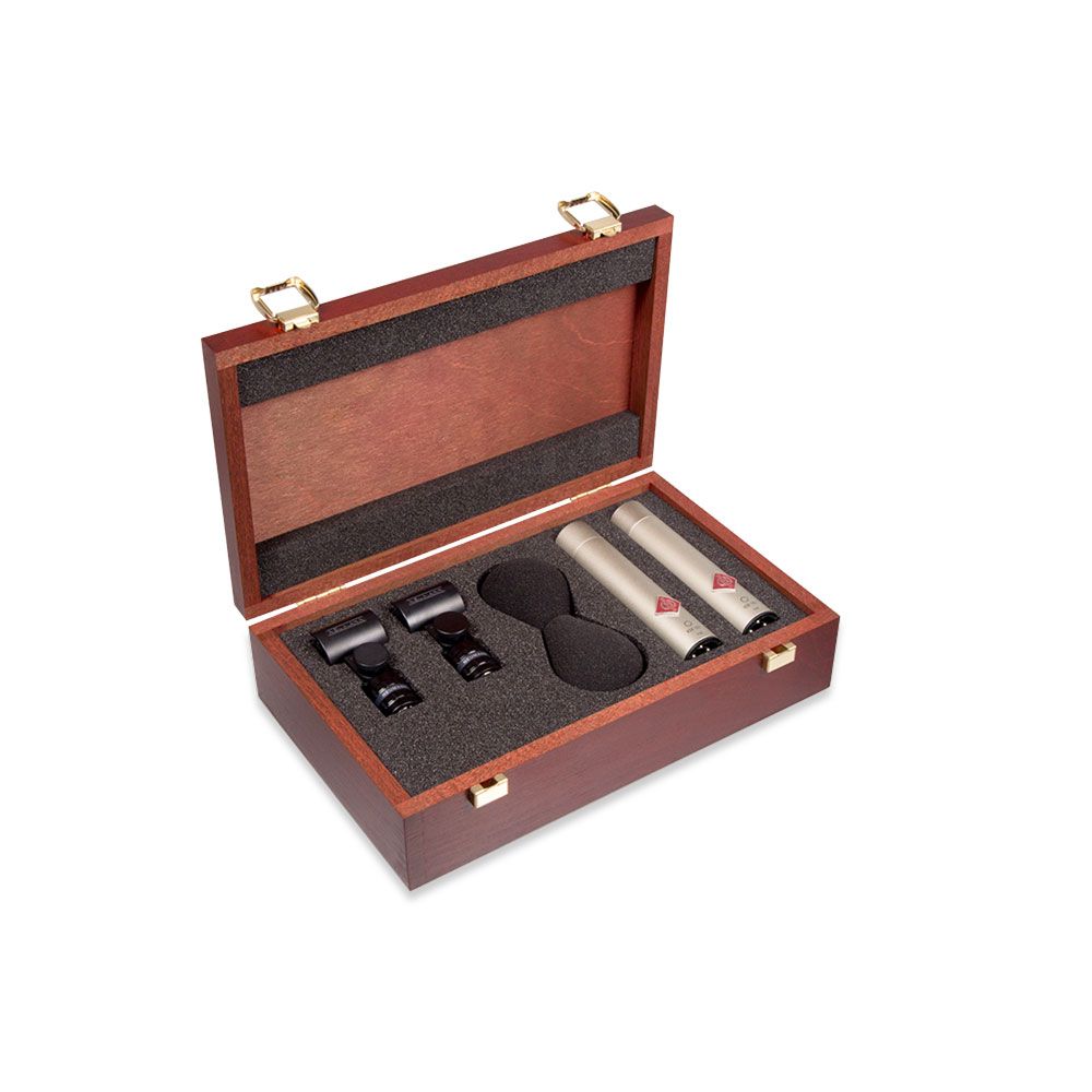 Neumann KM183 Stereo Set Omnidirectional Condenser Microphones inc Case (Nickel) - Image 1