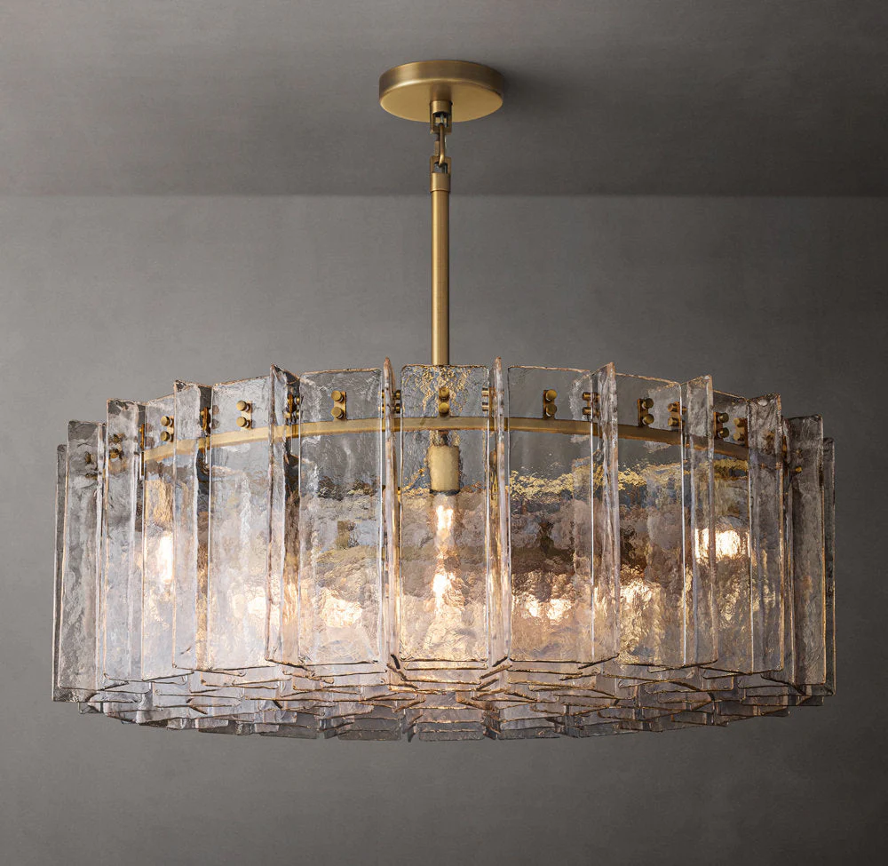 Gridded Clear Glass Circular Chandelier 48" - Image 3