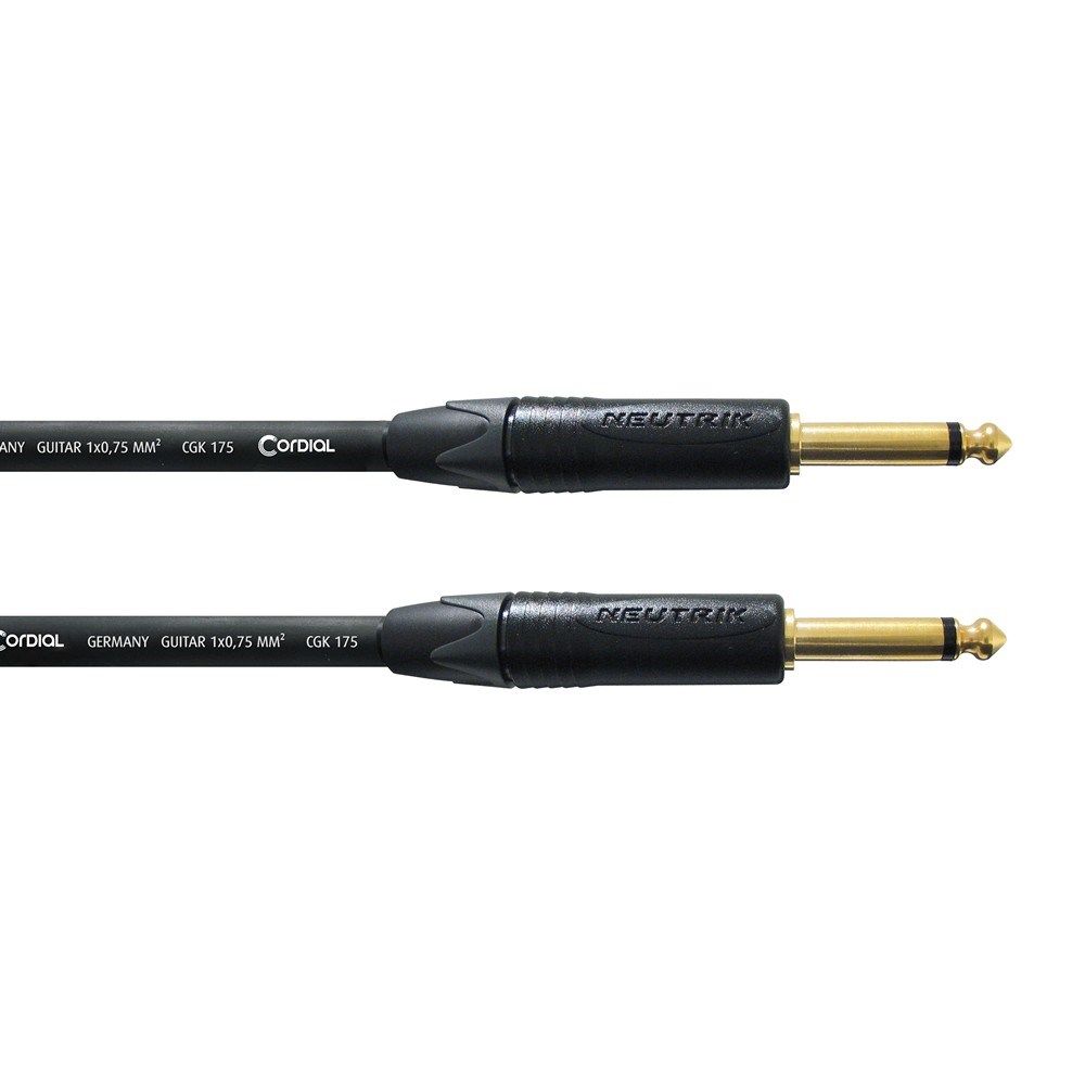 Cordial Peak NEUTRIK 1/4" TS Black Gold Cable (6m) - Image 1
