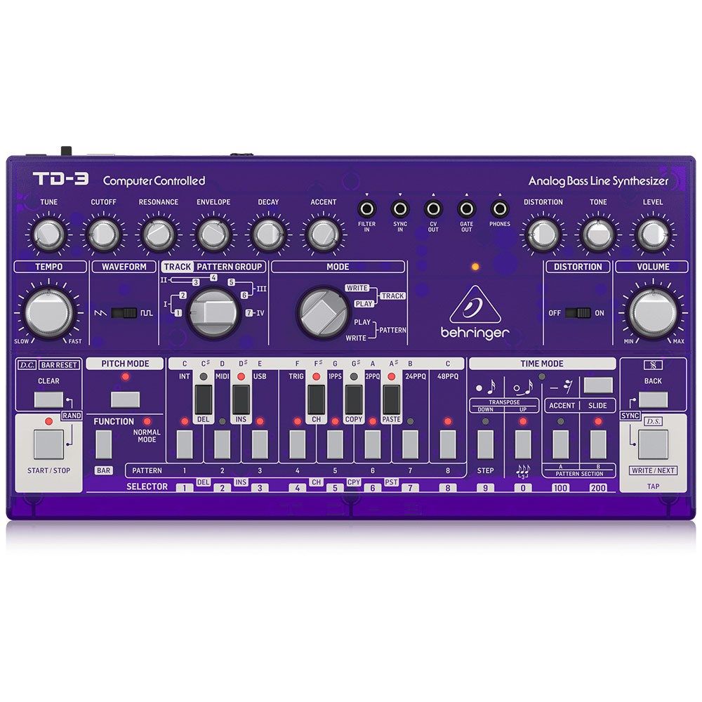 Behringer TD3 Analog Bass Line Synth w/ VCO, VCF & 16-Step Sequencer (Grape) - Image 1
