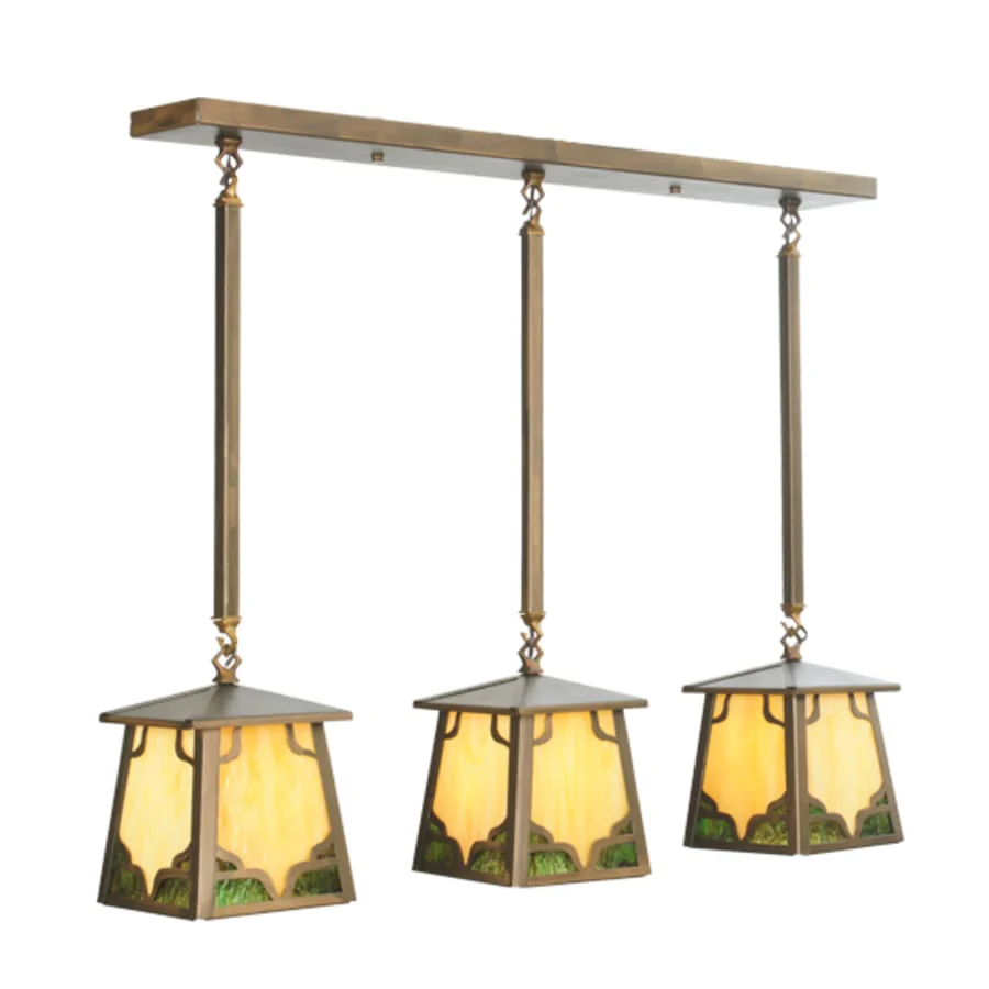 Meyda Tiffany 3 Light 29" Wide Linear Pendant with Handmade Shade - Image 1