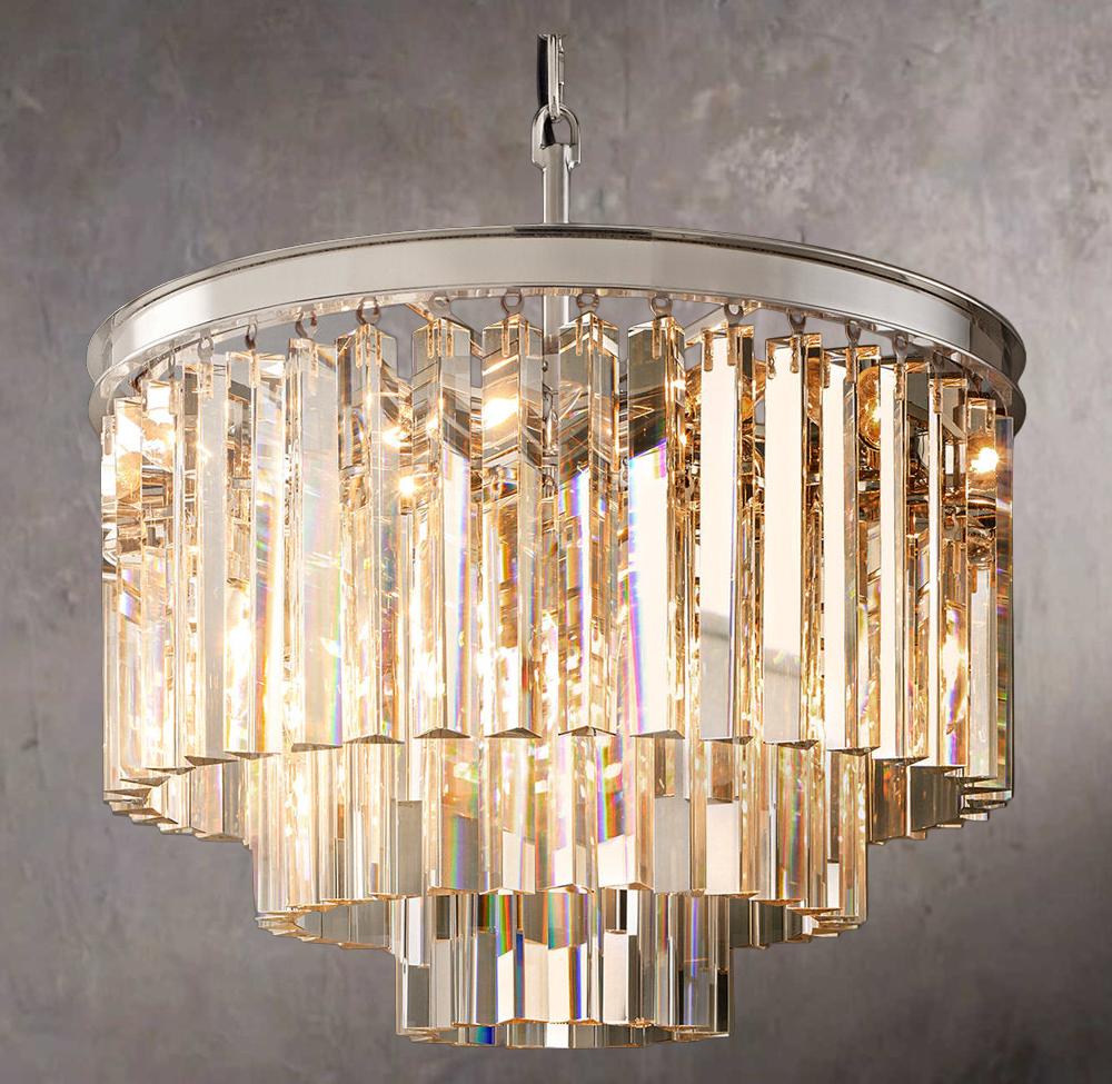 Vintage Odeon Style Round Chandelier 20" - Image 2