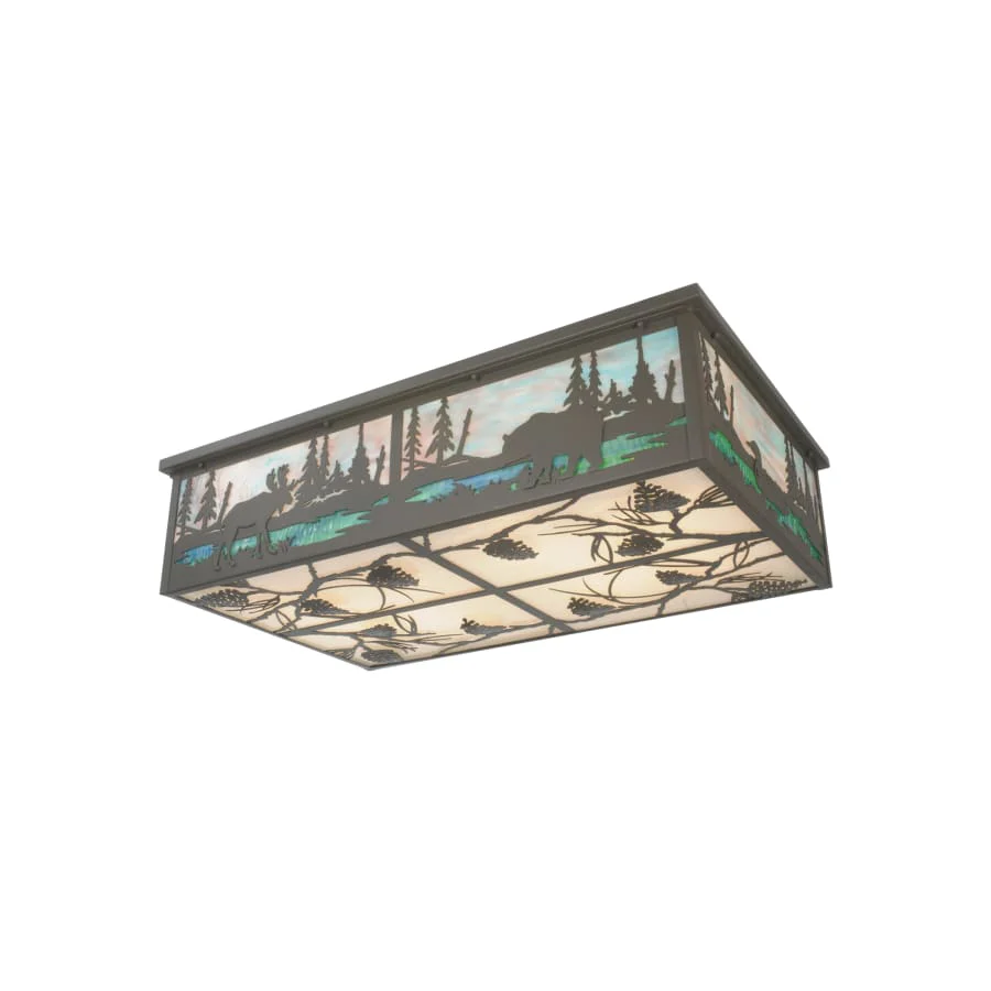 Meyda Tiffany Eight Light Down Lighting Flush Mount Ceiling Fixture from the Wildlife Collection - Image 1