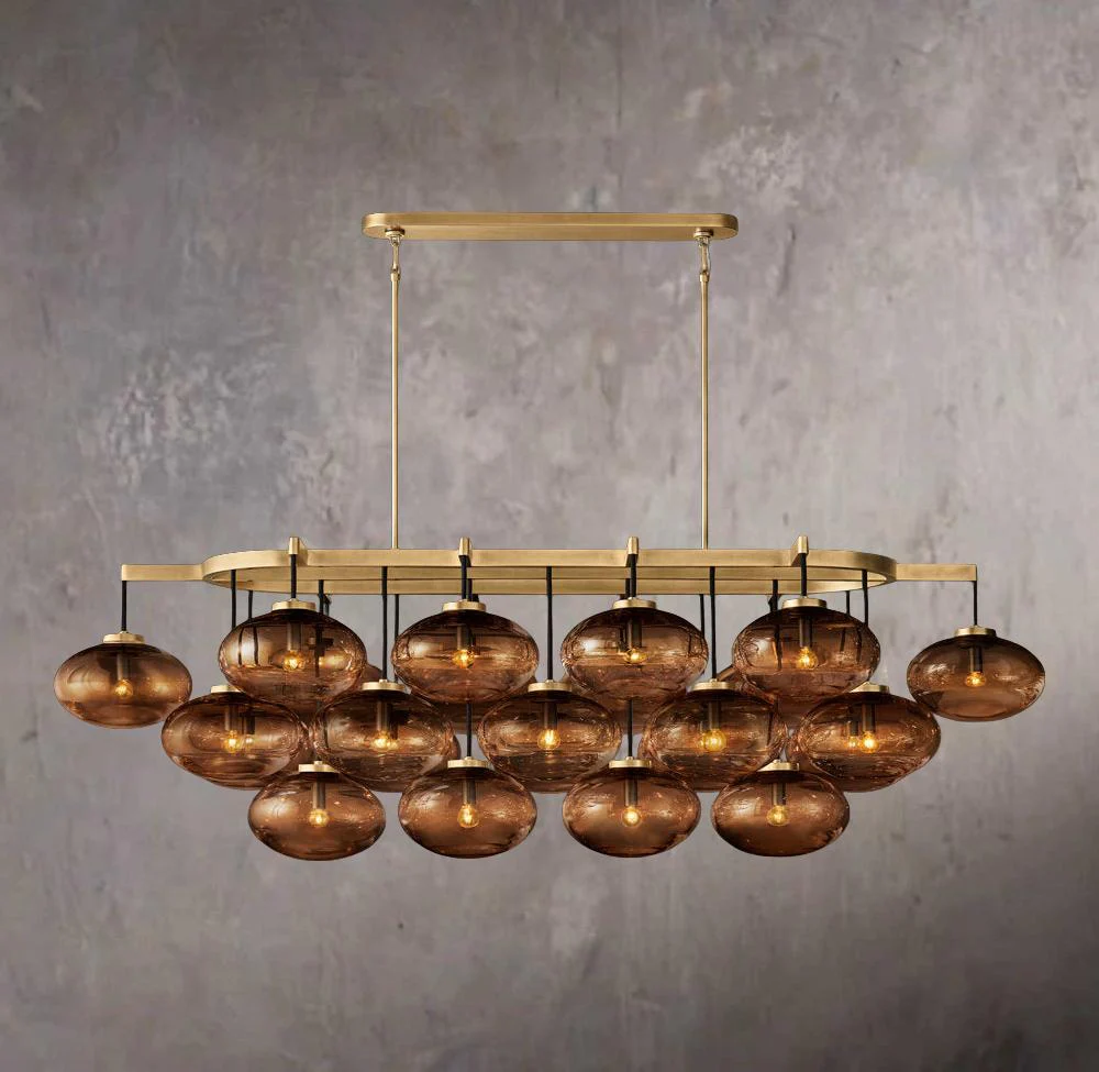 Cabrett Amber Glass Linear Chandelier 72-Inch