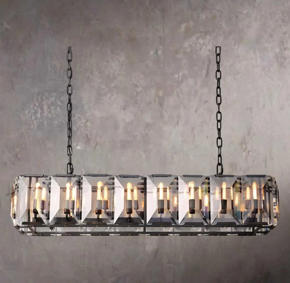 Harlow Crystal Rectangular Ceiling Chandelier 54" - Image 3
