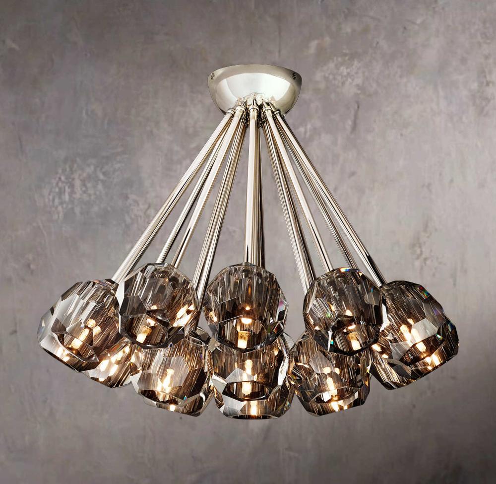 Crystal Orb Smoky Glass Flush Mount 24" - Image 2