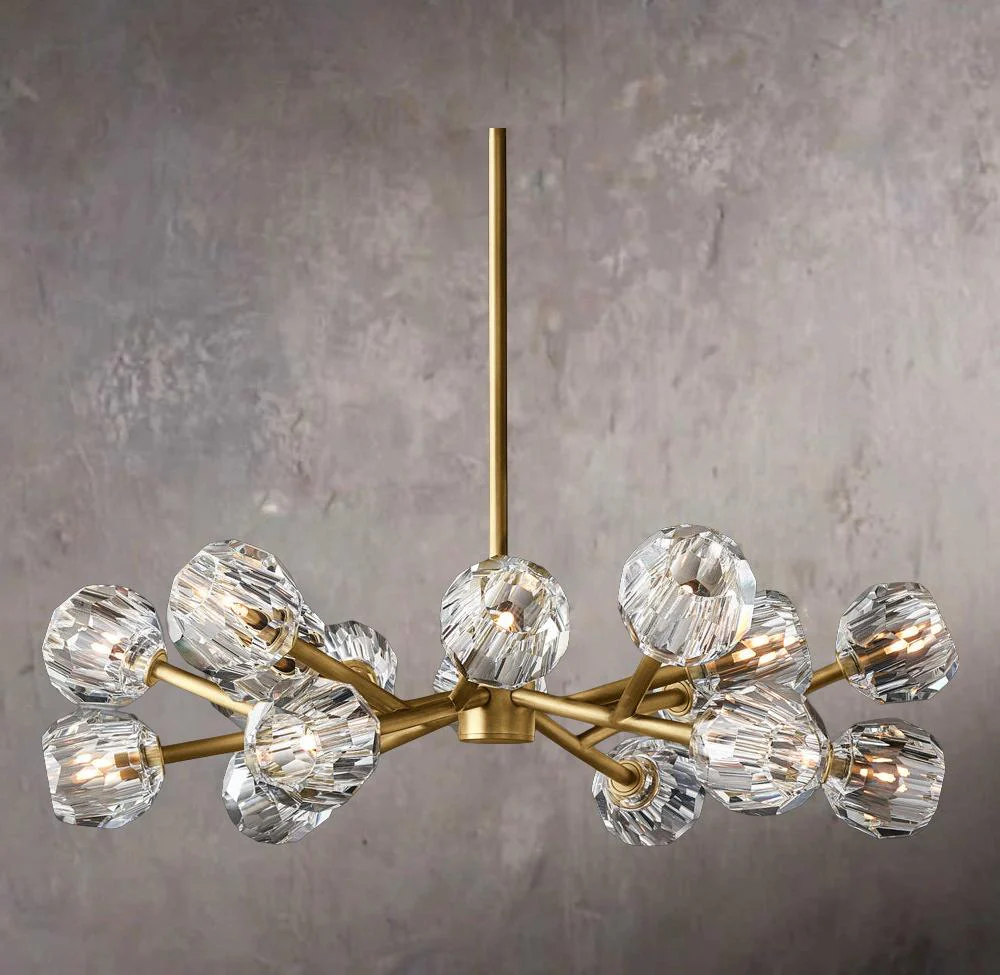 Crystal Sphere Clear Glass Round Chandelier 36″