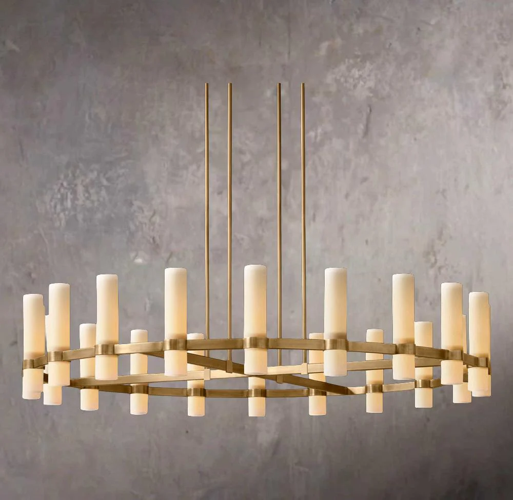Ravella Circular Milk Glass Chandelier 60" - Image 1