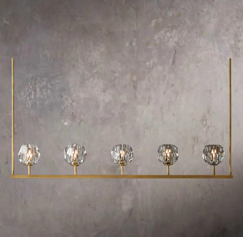Crystal Ball Transparent Glass Linear Chandelier 48" - Image 1