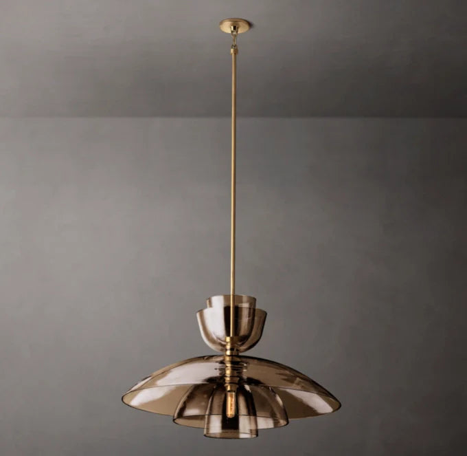Blom Large Amber Glass Dome Pendant Lamp - Image 3