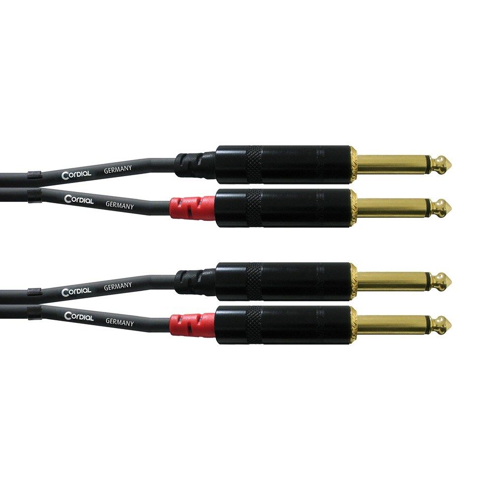 Cordial Essentials REAN 2x 1/4" TS Gold to 1/4" TS Gold Cable (3m) - Image 1