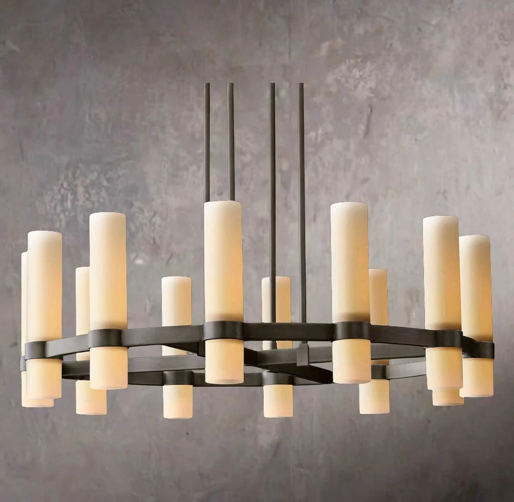 Ravelle Circular Opal Glass Chandelier 36" - Image 2