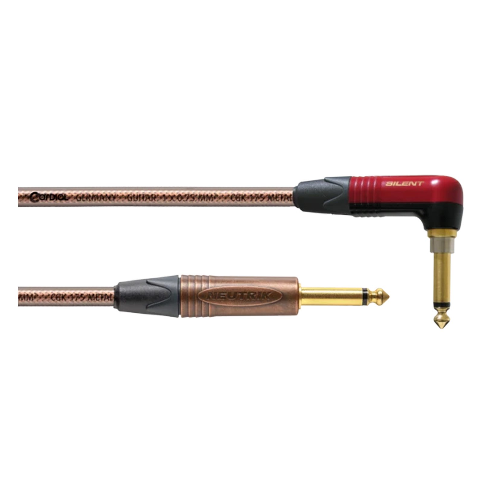 Cordial NEUTRIK METAL Transparent Instr Cable with Right Angle SilentPLUG - 6m - Image 1