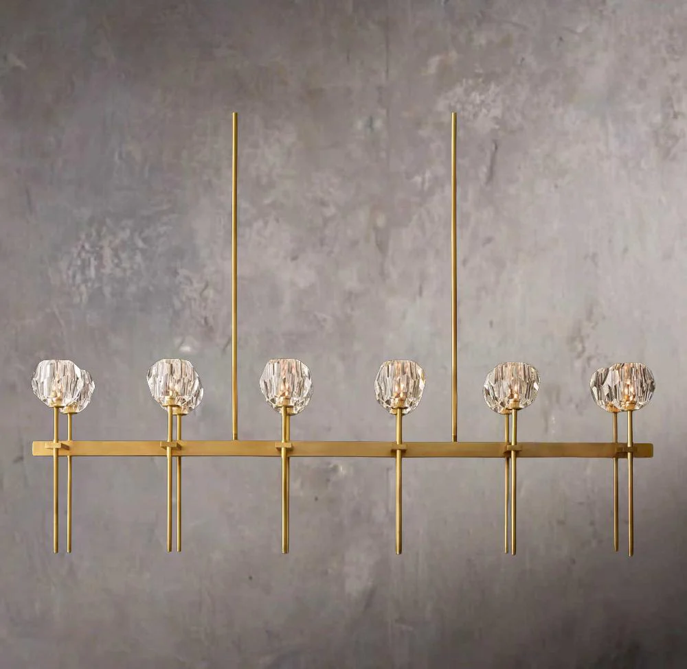 Crystal Orb Clear Glass Dual Linear Chandelier 60" - Image 1