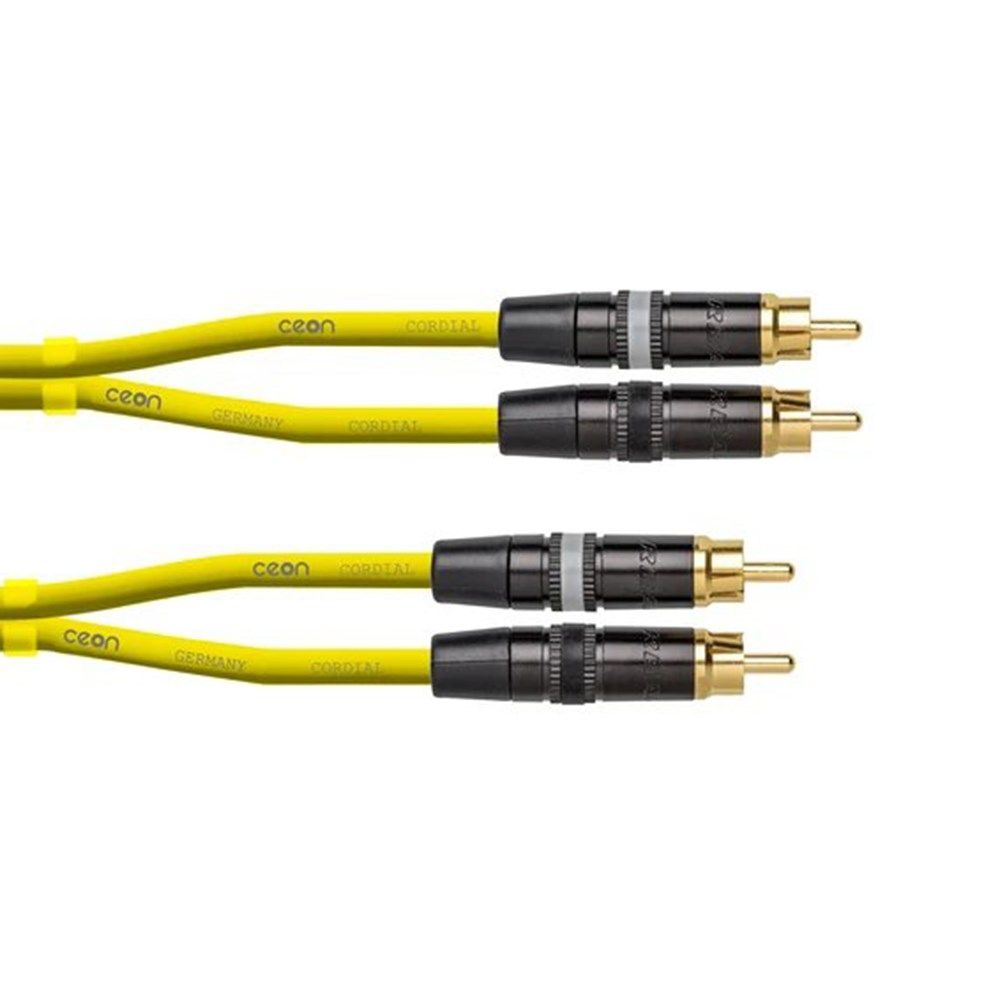 Cordial Ceon REAN 2x RCA Gold to 2x RCA Gold Cable (0.6m) (Yellow) - Image 1