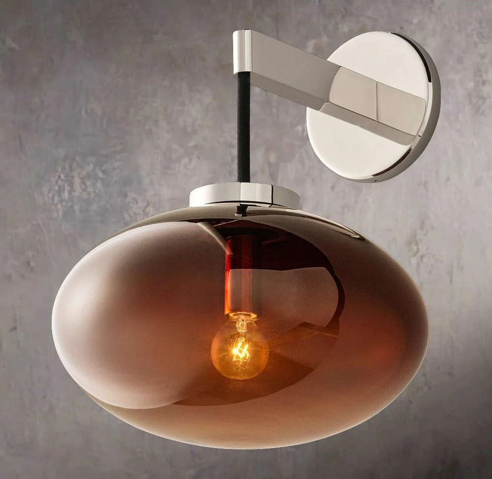 Cabretted Smoked Glass Wall Sconce