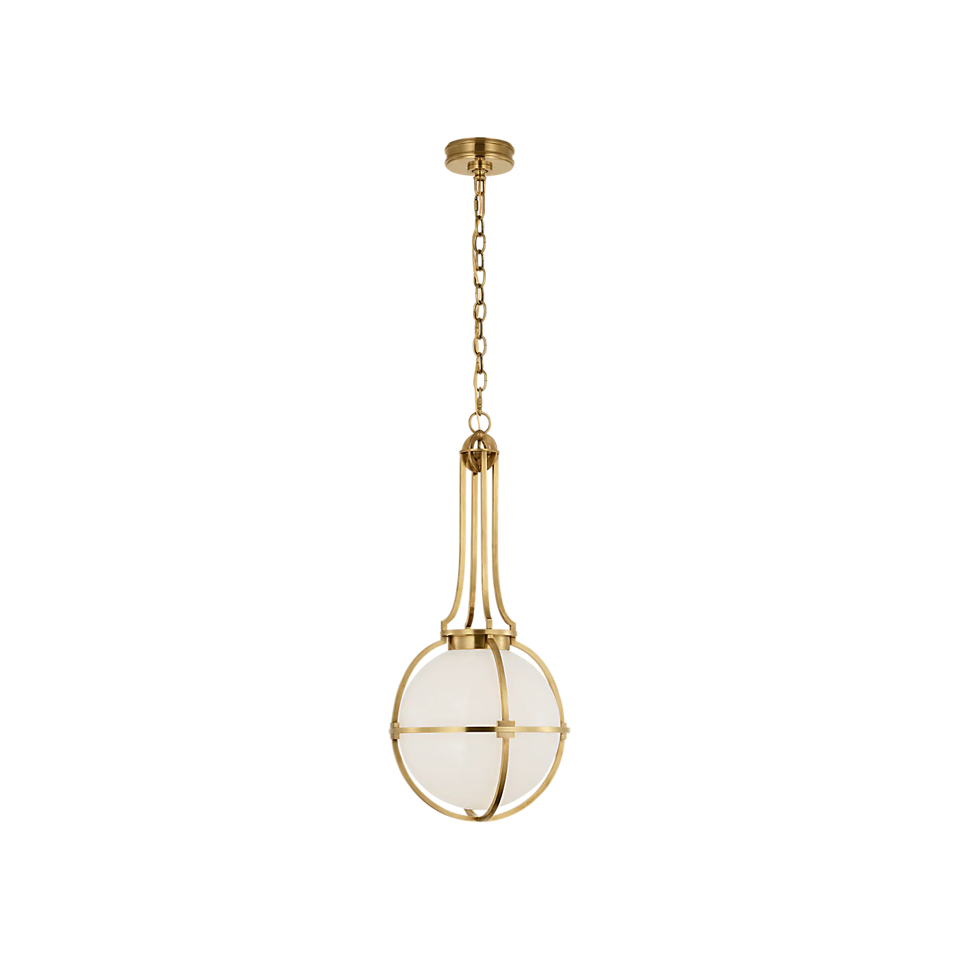 Gracie Medium Captured Globe Pendant with White Glass - Image 1