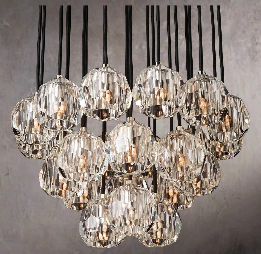 Crystal Sphere Clear Glass Globe Cluster Chandelier 24" - Image 2