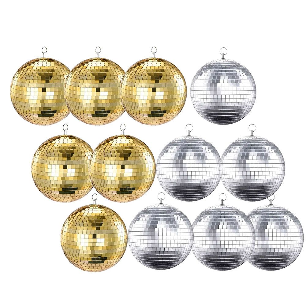 DL Mirror Ball 12Pack w/ 6 Silver & 6 Gold 8" Mirrorballs - Image 1