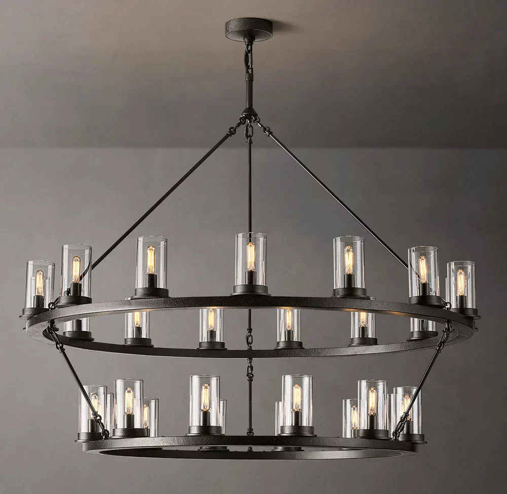 Ondra Two-Tier Transparent Crystal Glass Pendant Chandelier Light 48" - Image 2