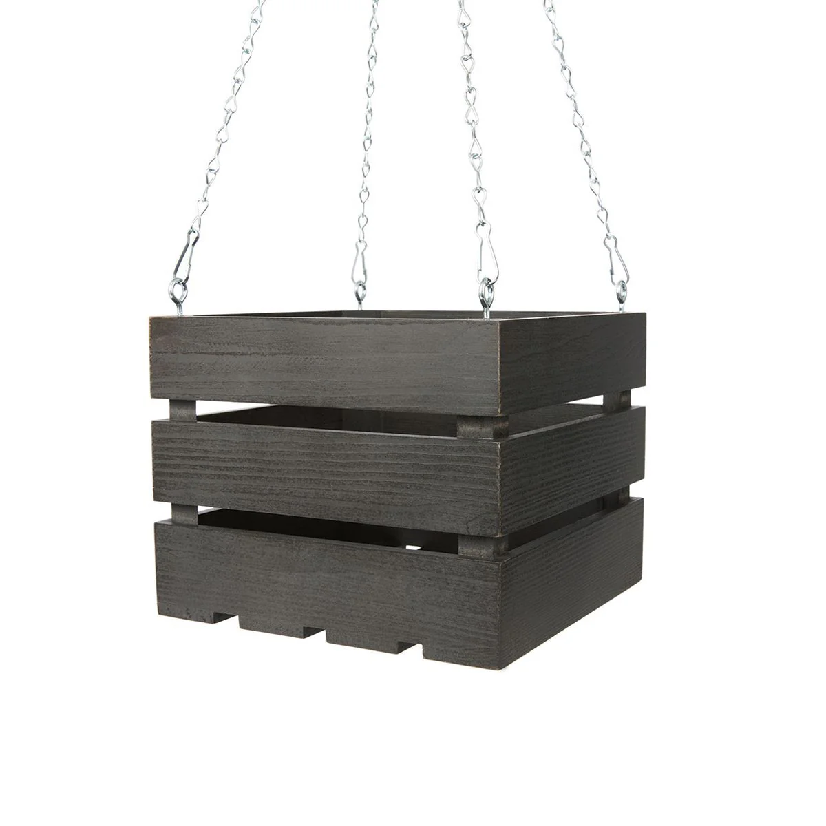 8 inch Wooden Vanda Basket with Hanger – Charcoal